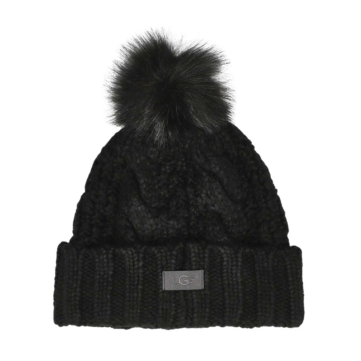 UGG Women's Knit Cable Faux Fur Pom Beanie - - Image 2