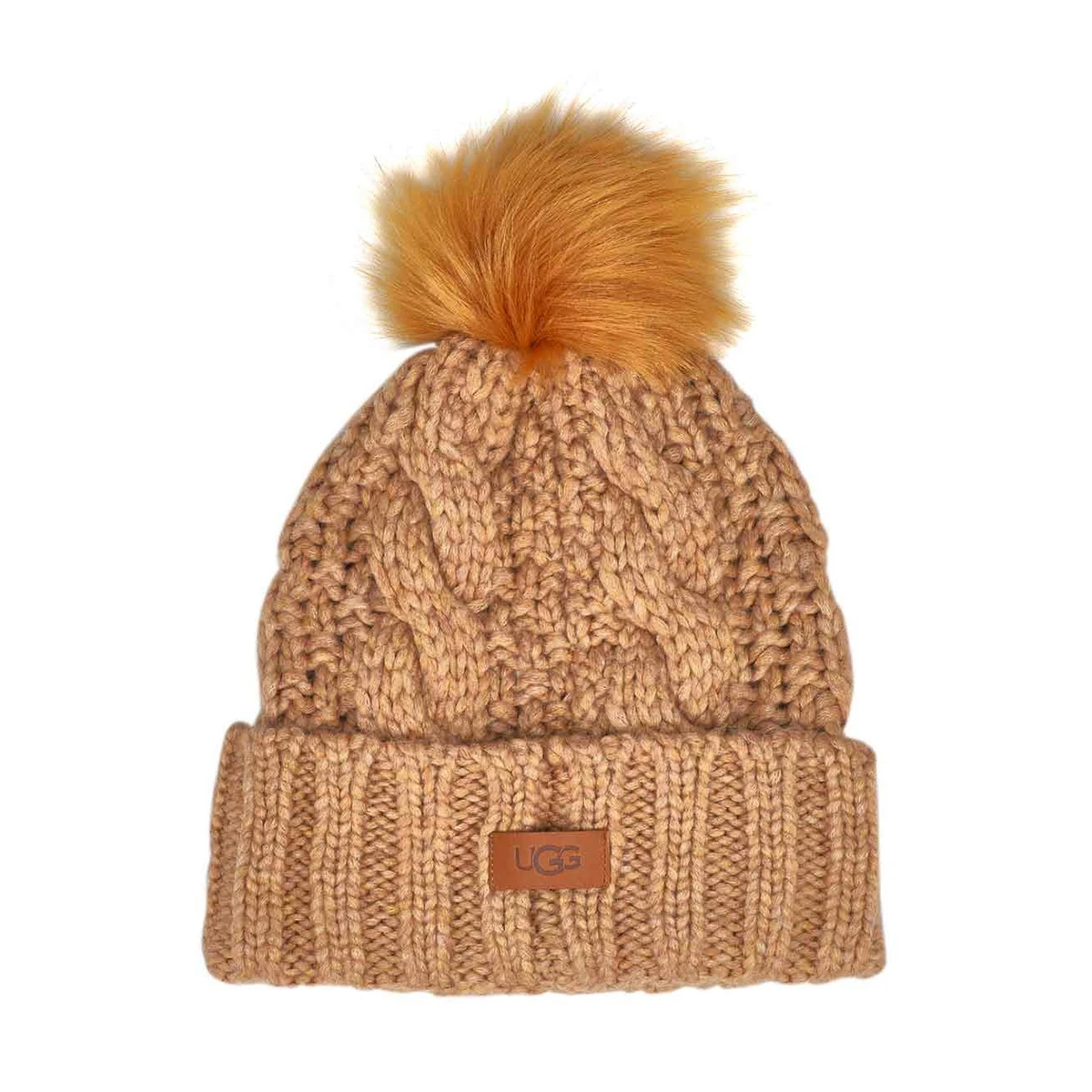 UGG Women's Knit Cable Faux Fur Pom Beanie - Image 3